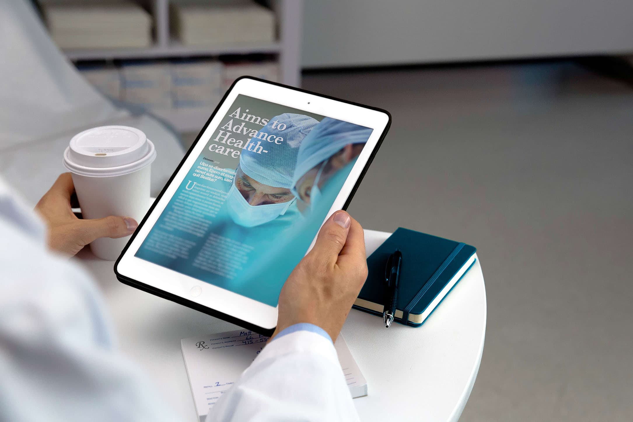 Clinician reviewing supply order on tablet